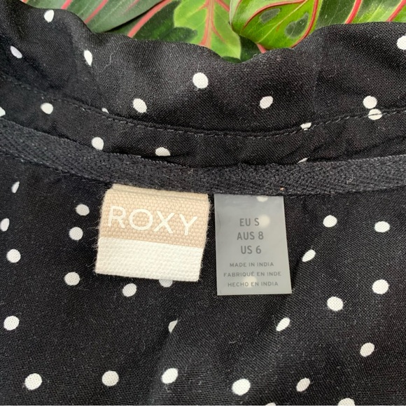 Roxy Urban Earth Long Sleeve Button Up Shirt in Black & White Polkadot - Picture 11 of 14